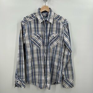 Franky Max Plaid Long Sleeve Button Down Pocket Shirt Mens Small